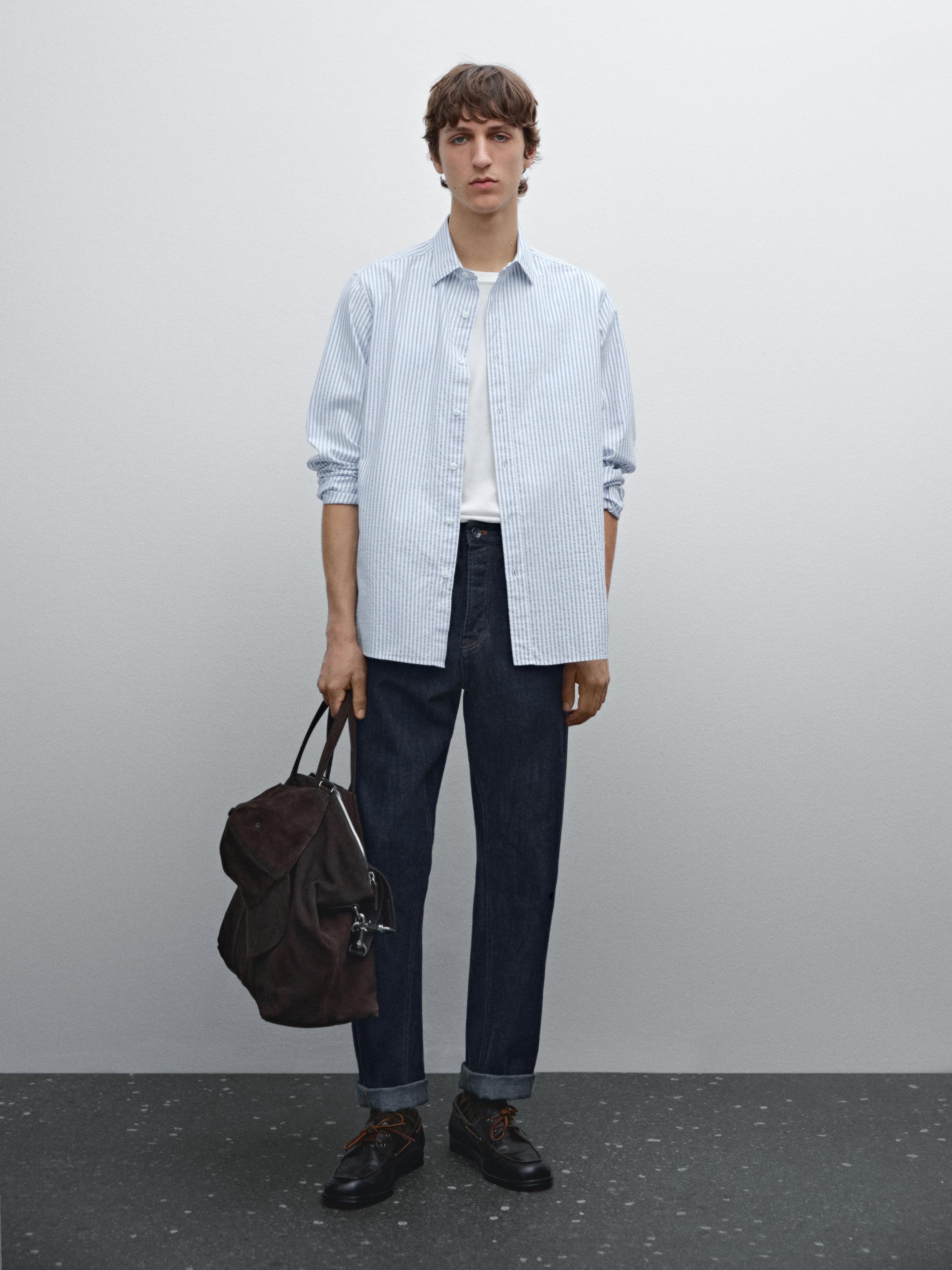 Regular fit striped cotton shirt